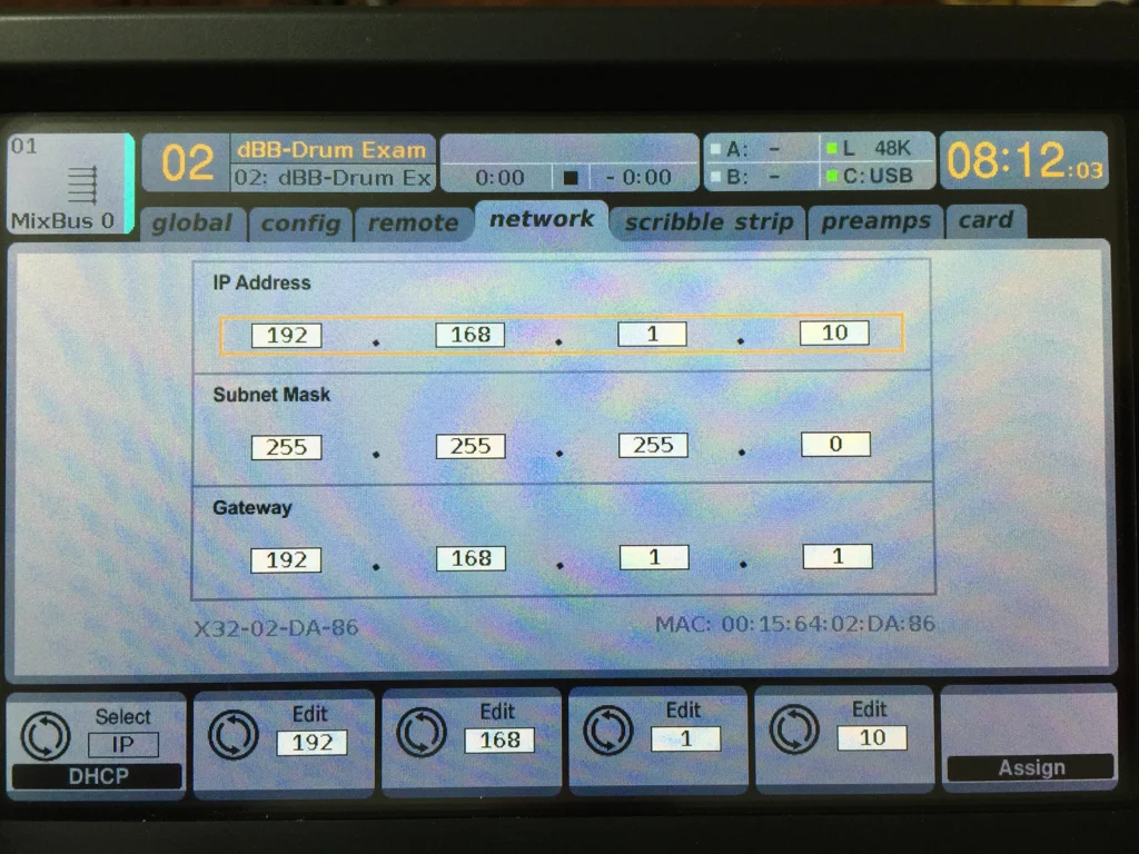 Behringer X32 WiFi Setup X32 Mix App IP Address