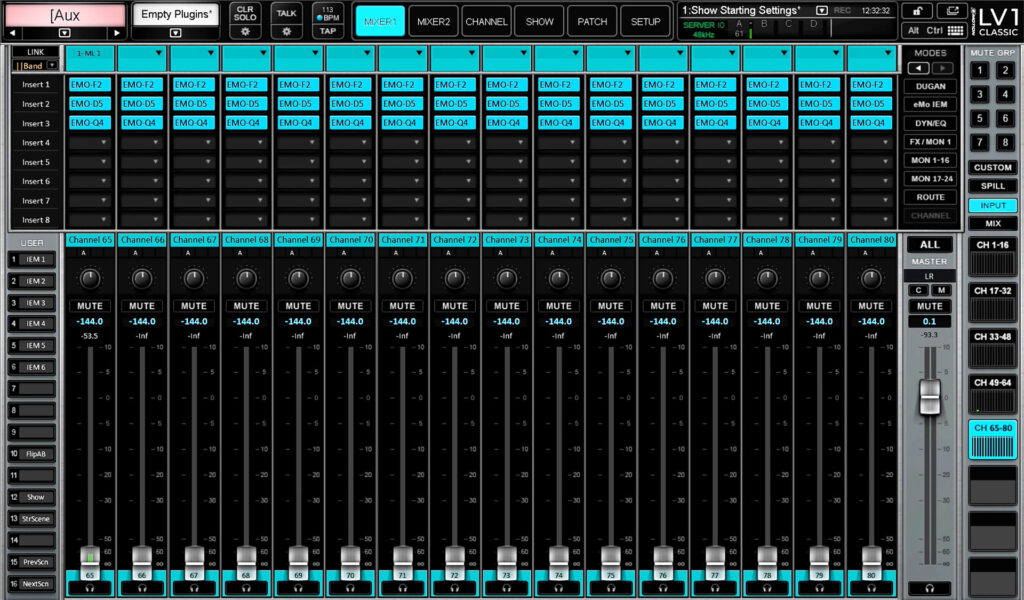 Waves eMotion LV1 80 channel expansion - Channels 65-80 now available in the mixer view