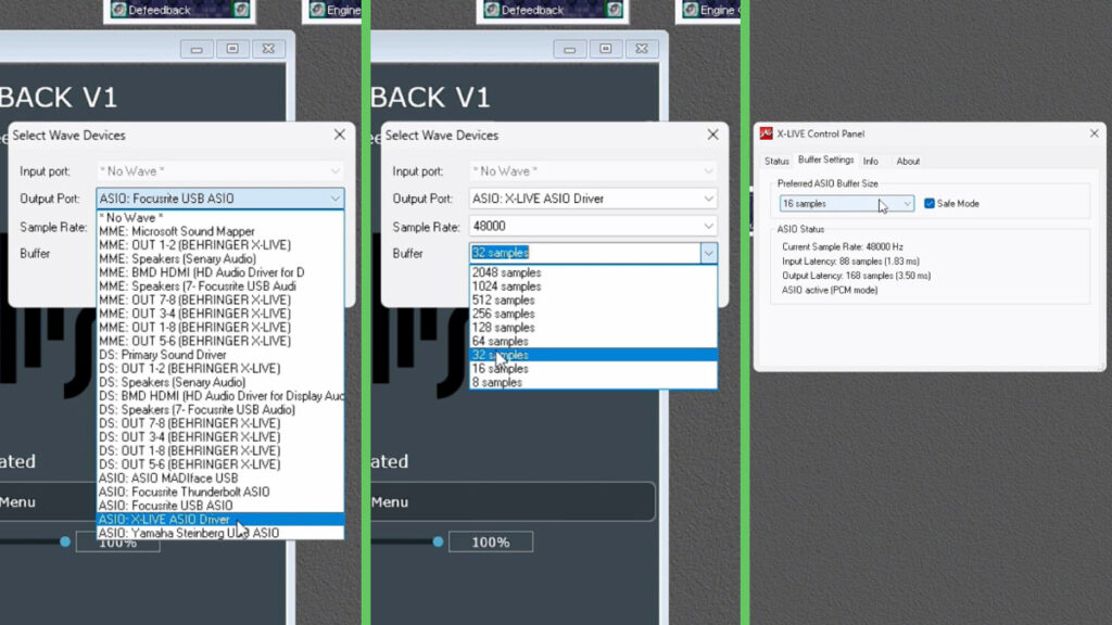 Alpha Labs De-Feedback X32 USB Setup - Sample Rate & Buffer Settings
