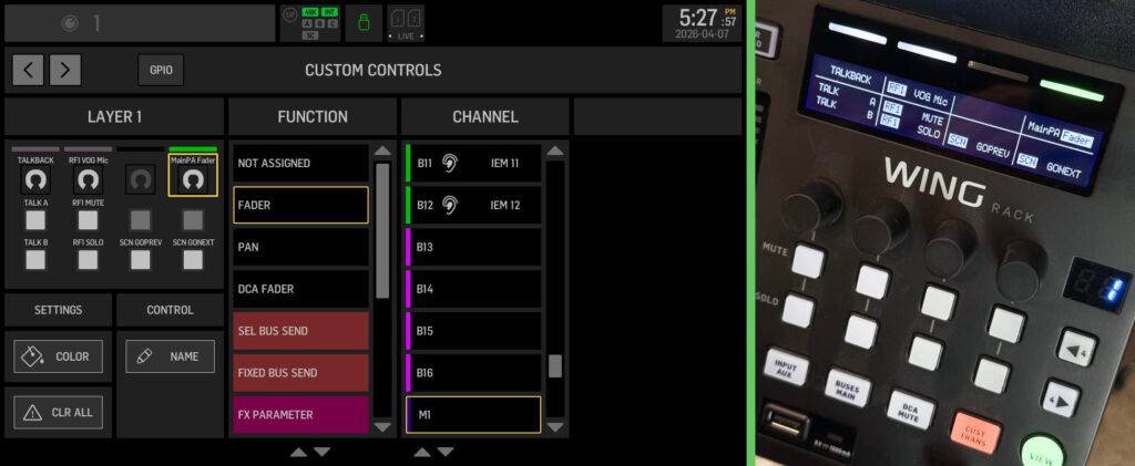 Behringer WING Custom Controls