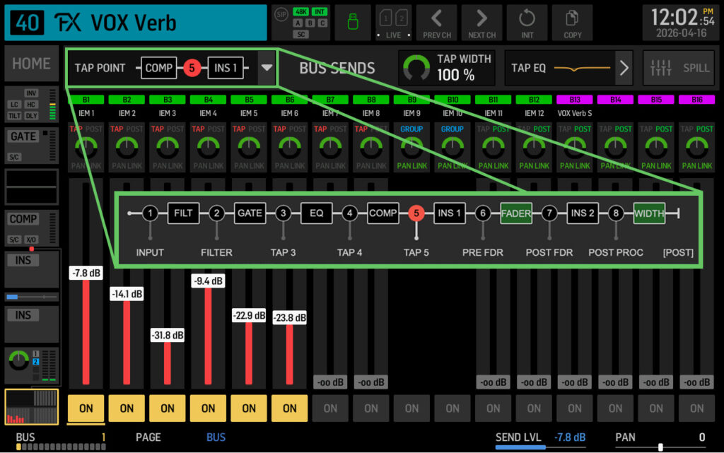 Behringer WING Effect Return Bus to Bus Routing for Vocal Reverb